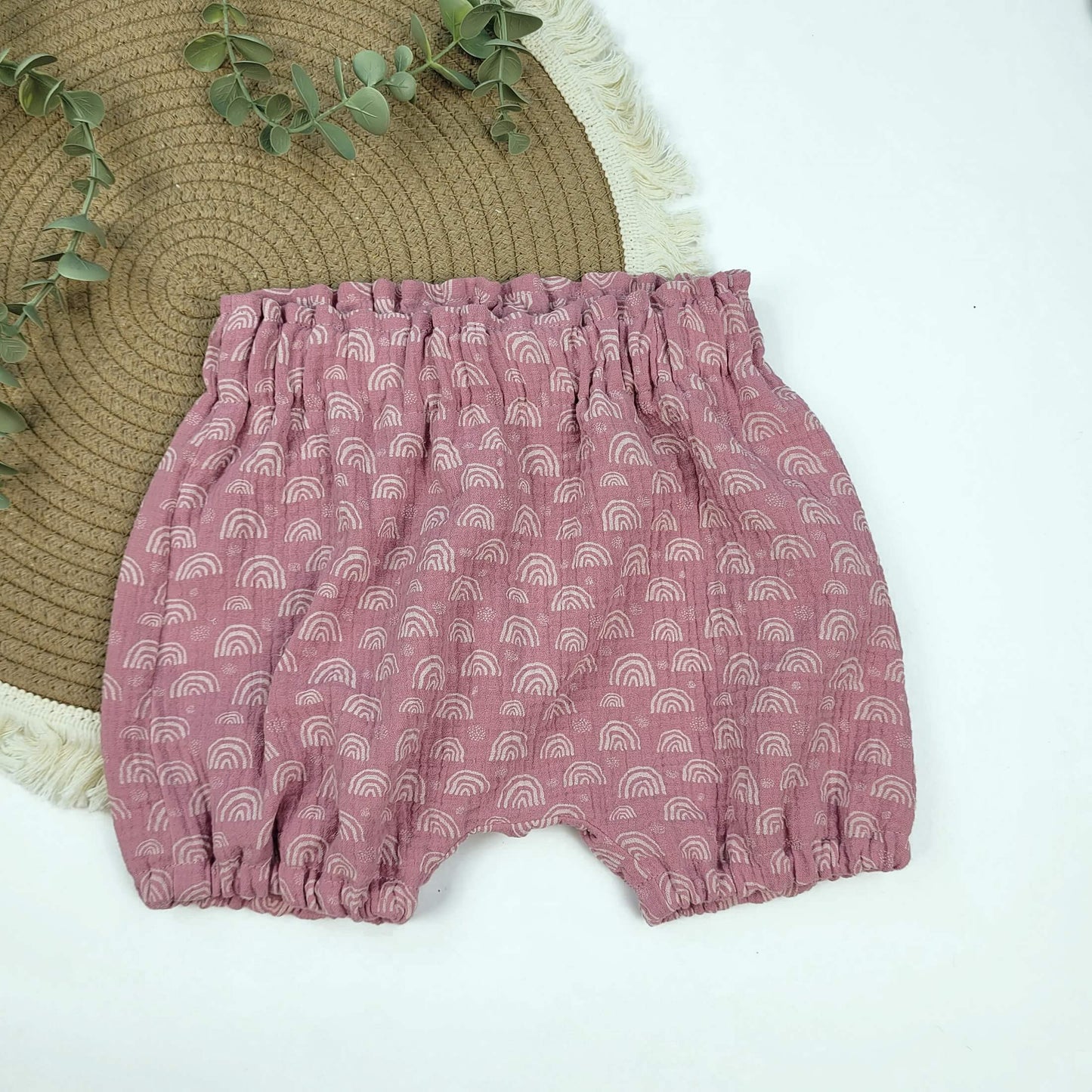 Musselin-Bloomers altrosa Regenbogen Gr. 98/104