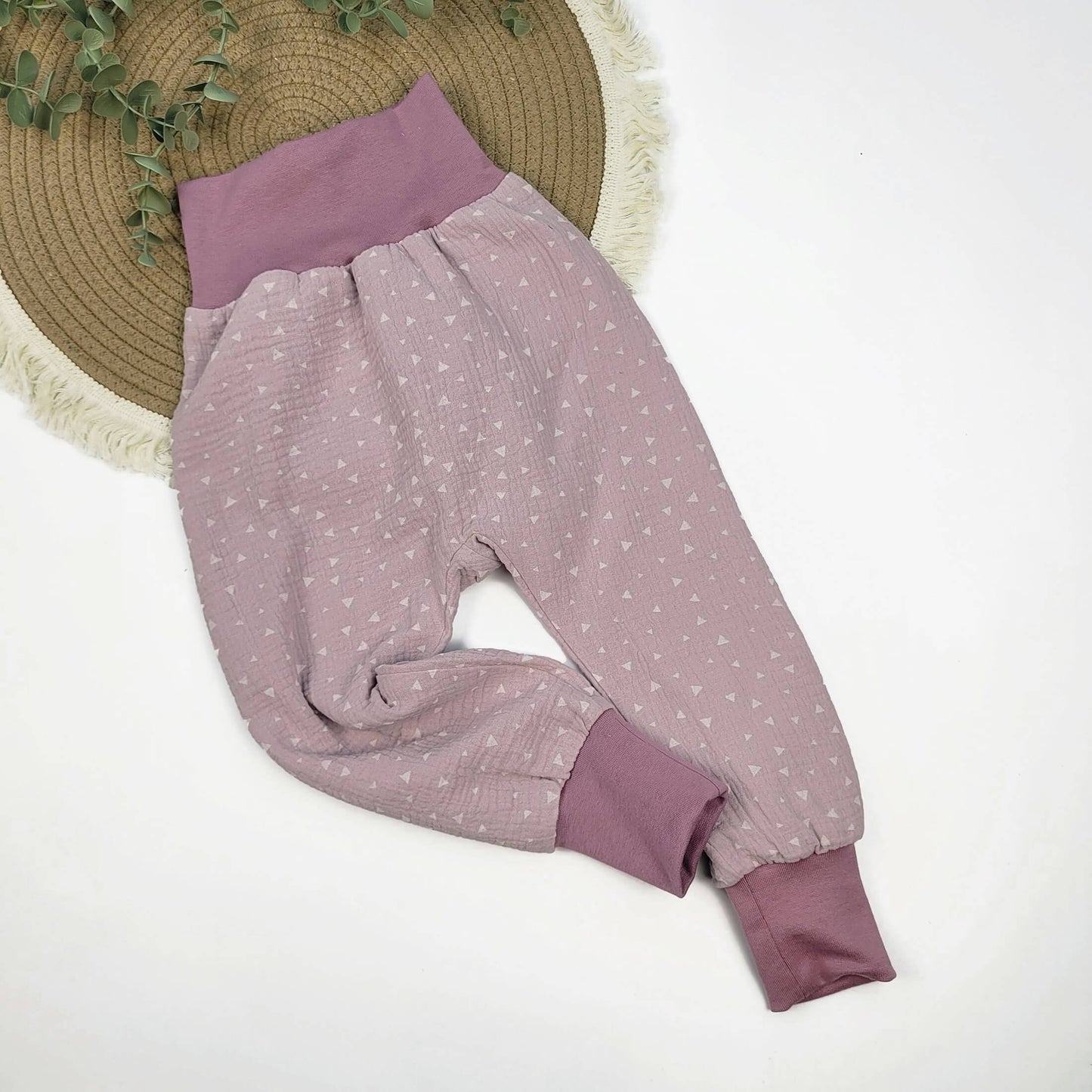 Musselin-Hose rose Dreiecke Gr. 86/92