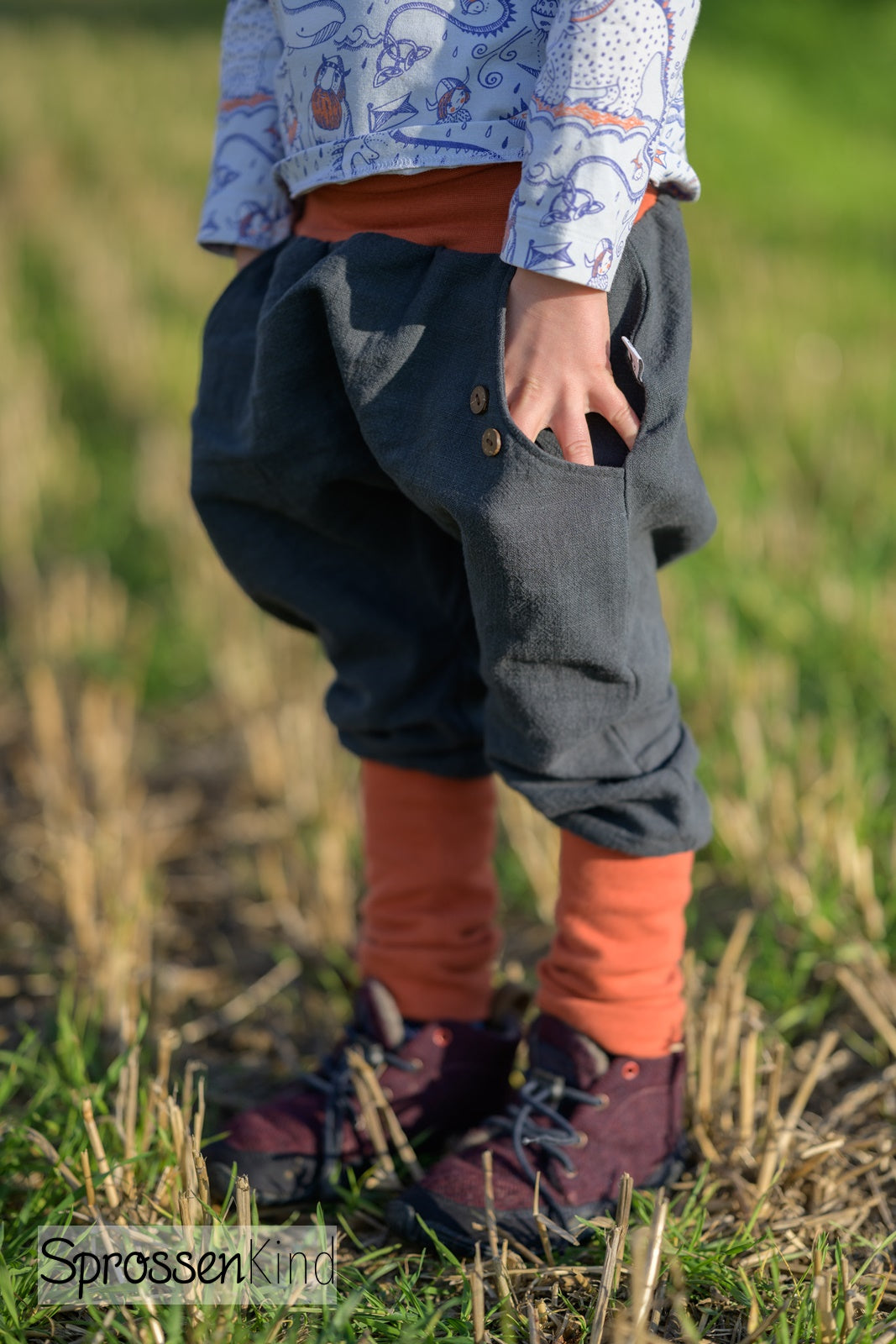 Baby Knickerbocker Leinen Schiefergrau