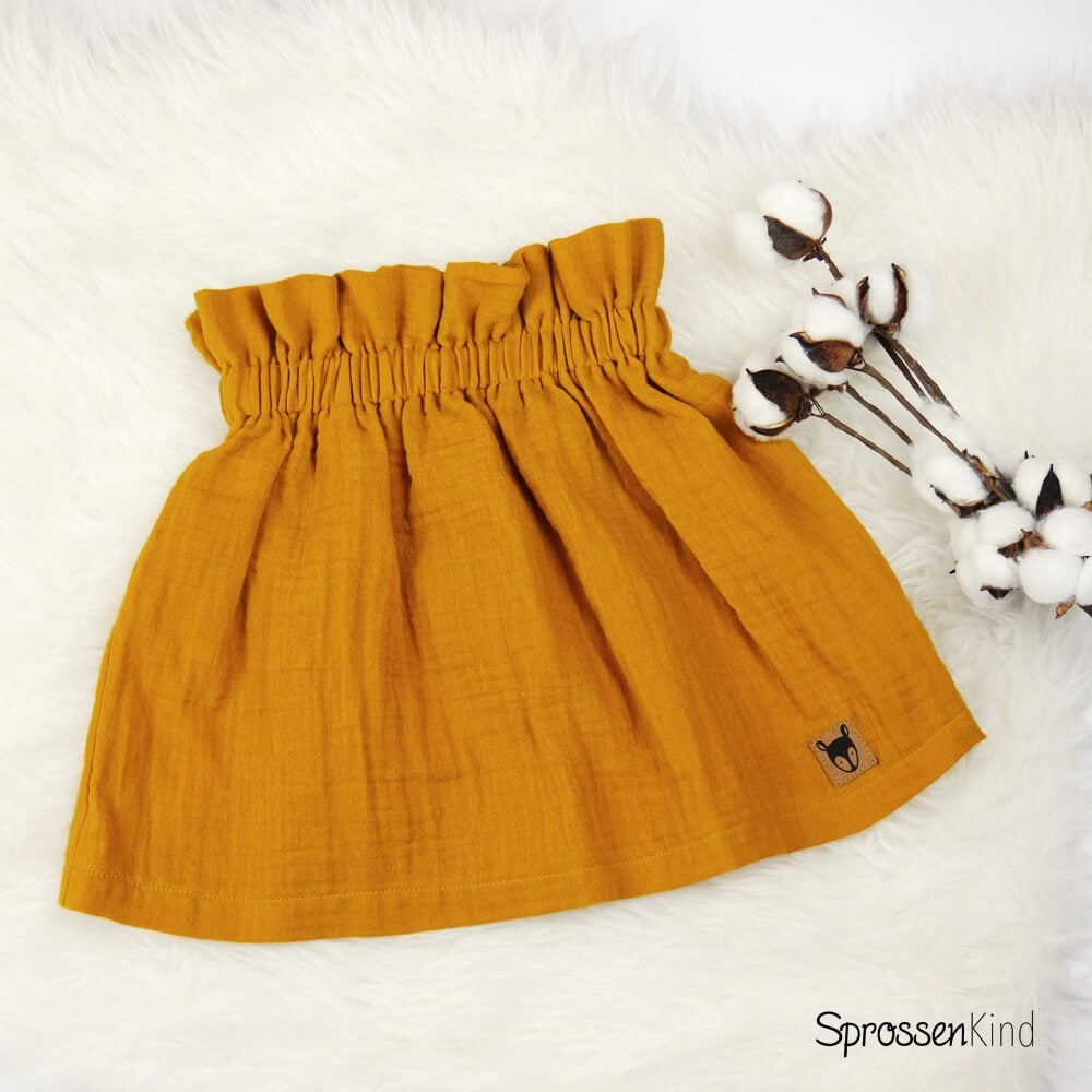 Paperbag-Rock Musselin senfgelb
