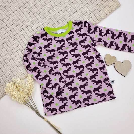 Langarmshirt Nilpferd Gr. 86/92