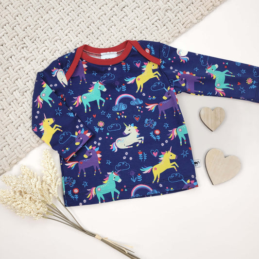Langarm-Shirt bunte Einhörner Gr. 62/68