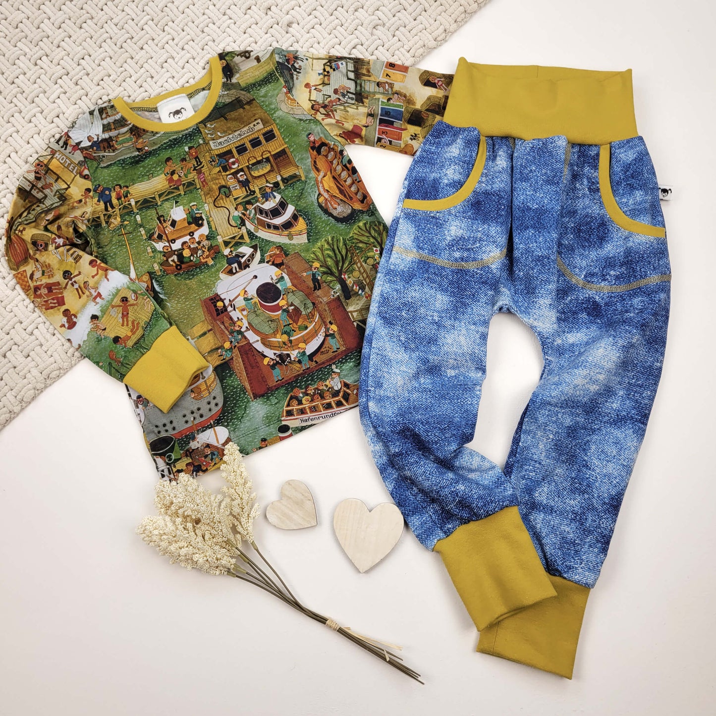 Set Wimmelbild Hafen senf Gr. 98/104