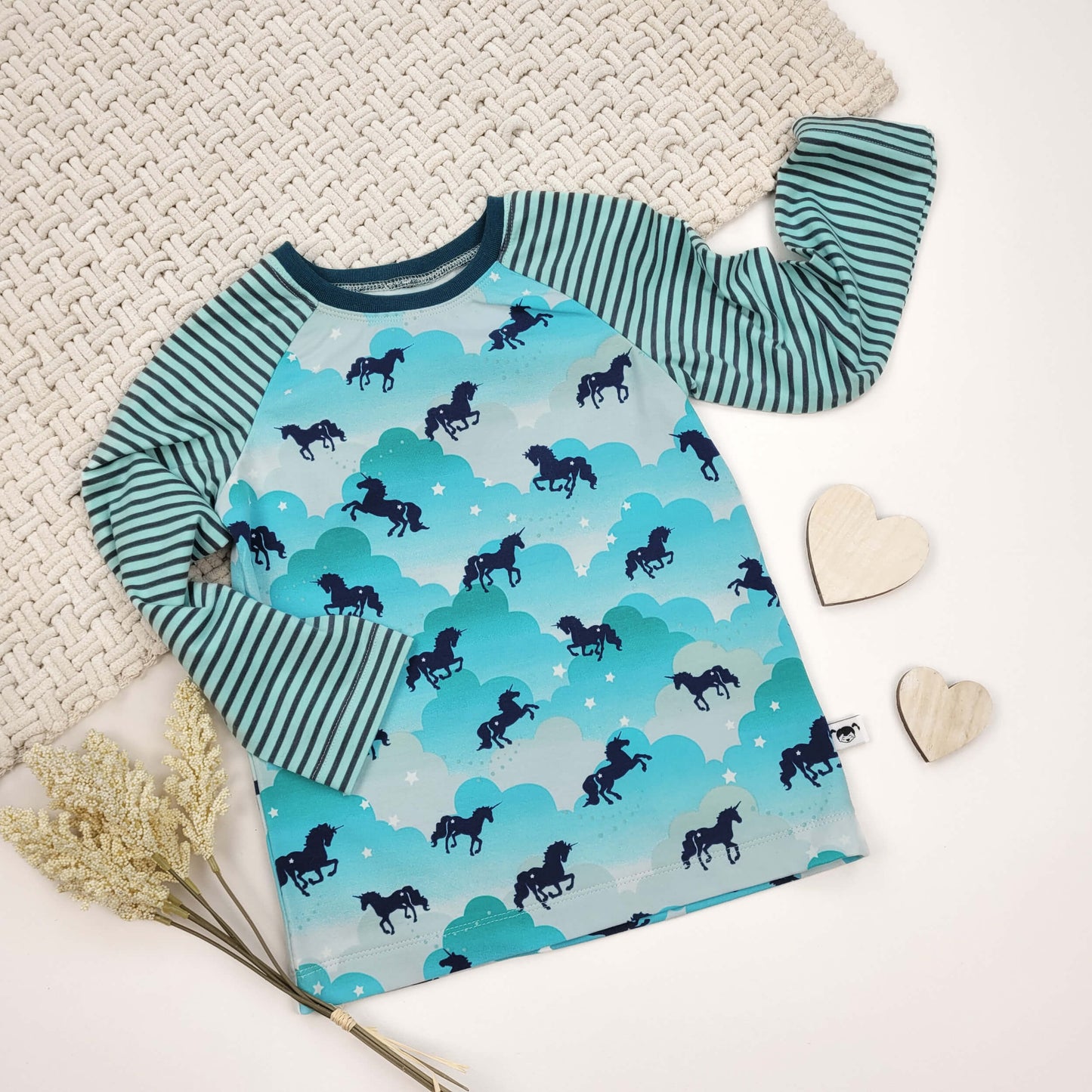 Langarmshirt Einhörner Gr. 98/104