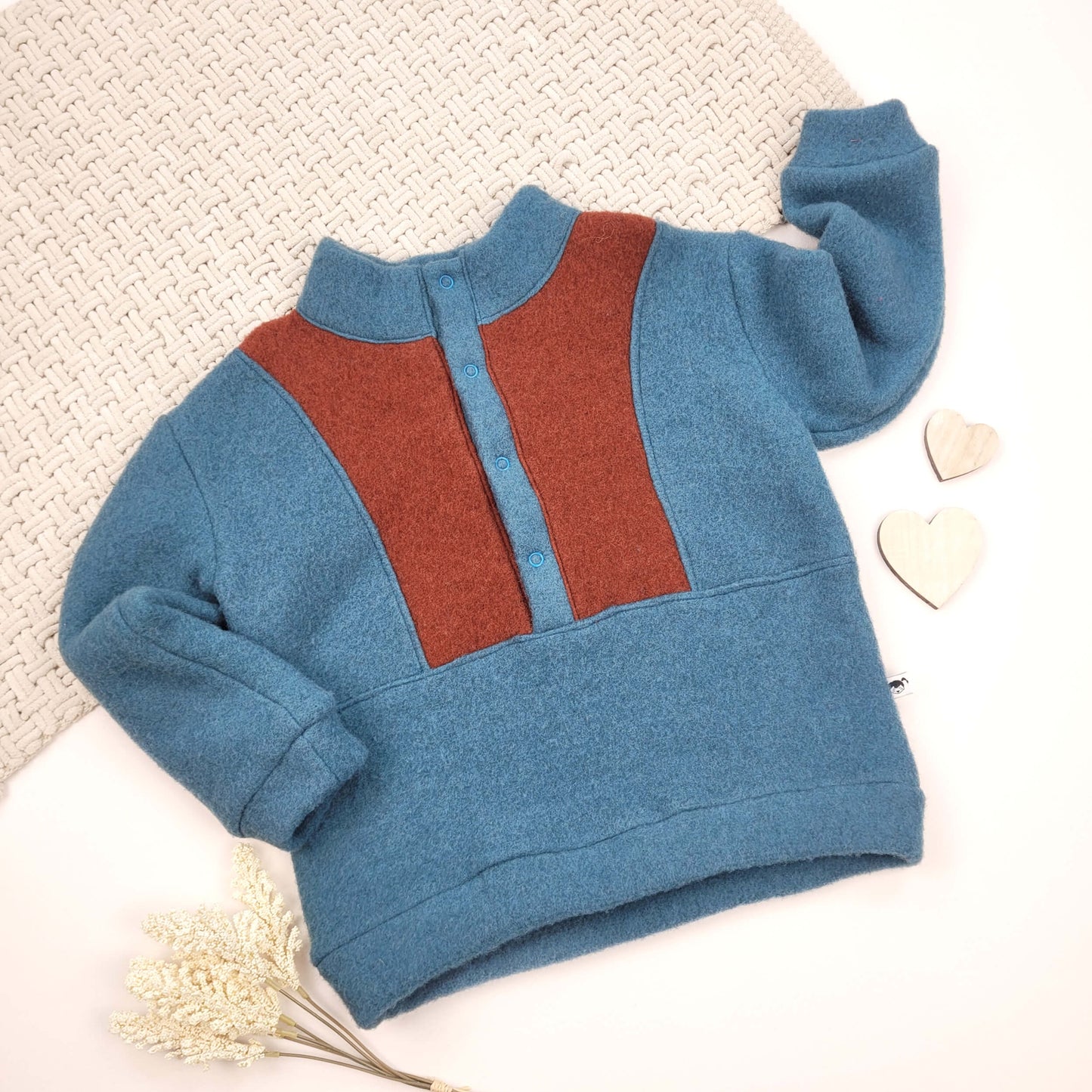 Wollfleece Troyer türkis/terrakotta Gr. 98/104