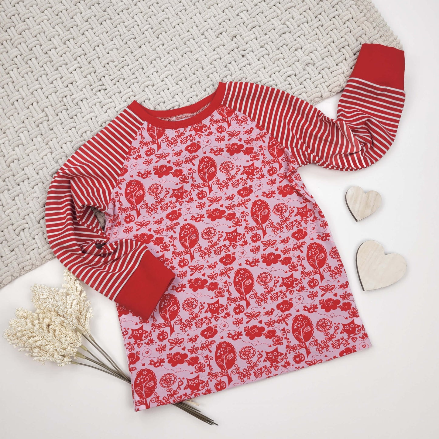 Langarmshirt rote Eulen Gr. 98/104