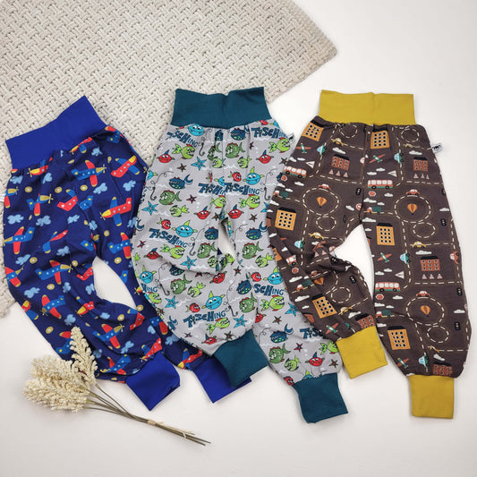 Hosen 3er Set Flugzeuge/Fische/Autos Gr. 86/92