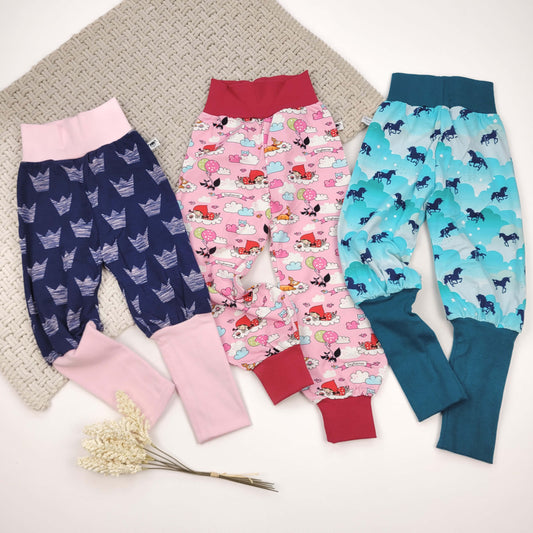 Hosen 3er Set Pferde/Kronen/Mädchen Gr. 98/104