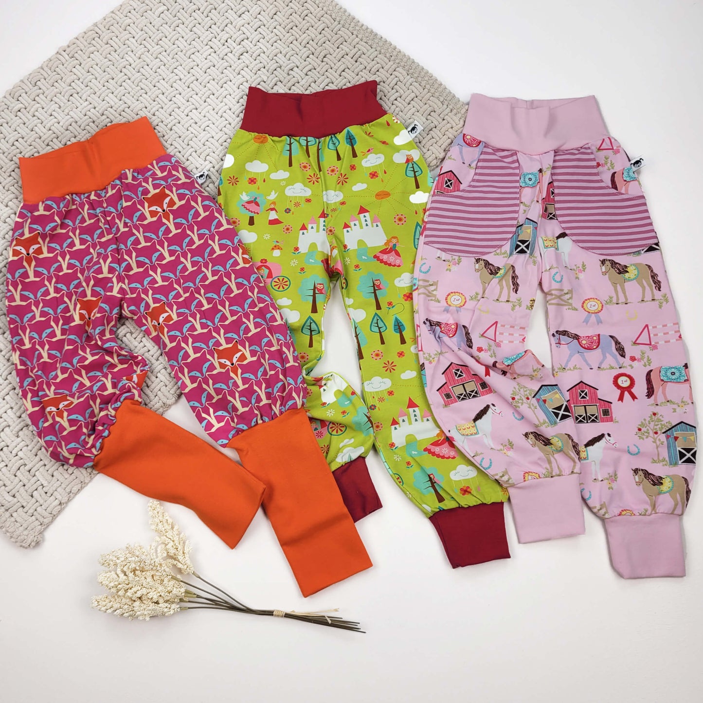 Hosen 3er Set Pferde/Prinzessin/Fuchs Gr. 98/104