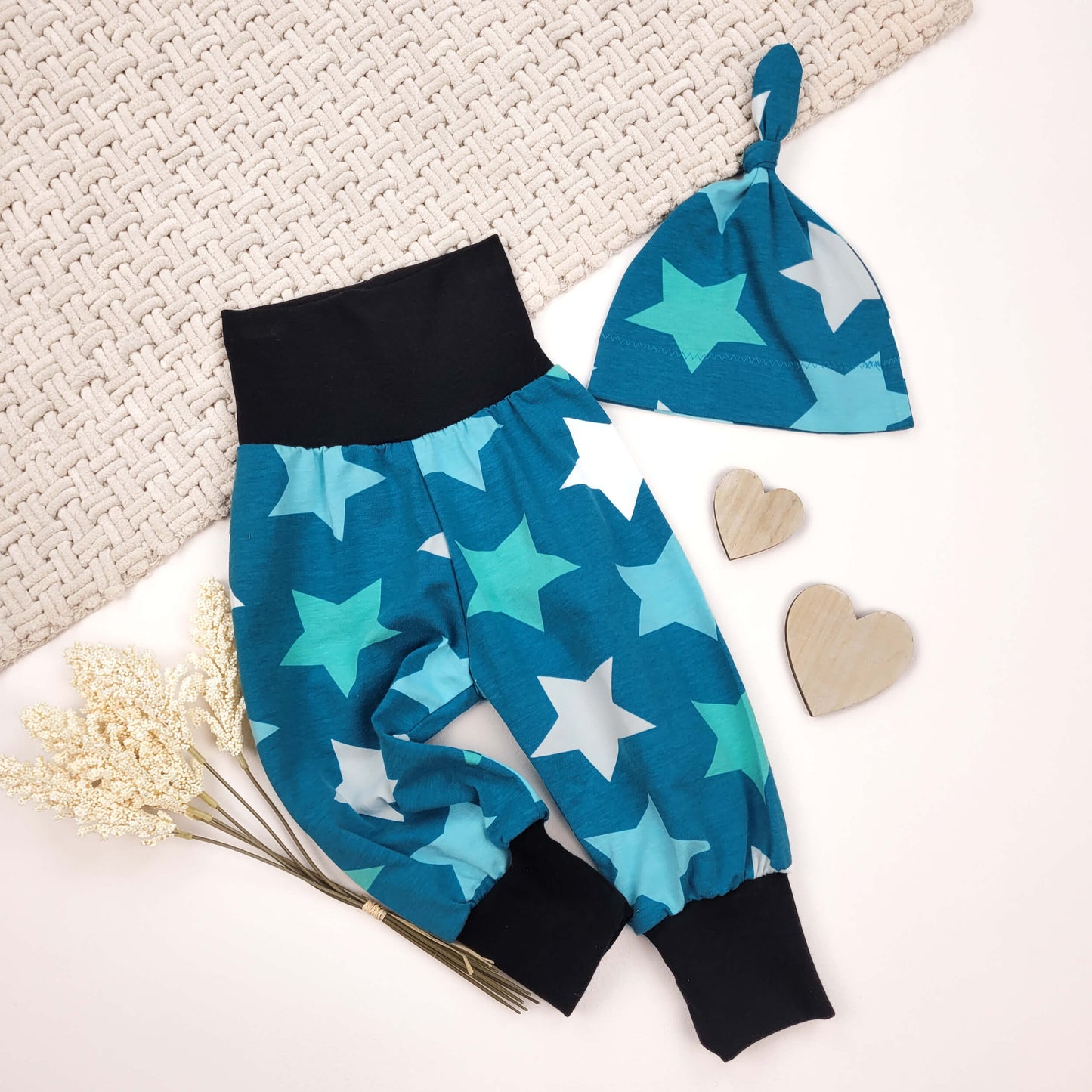 Baby-Set Sterne petrol Gr. 62/68