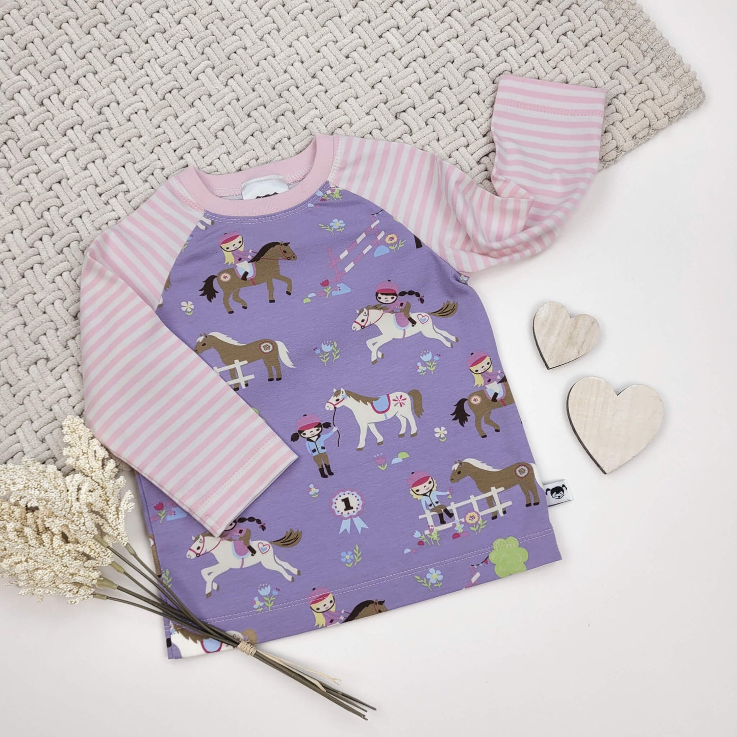 Langarm-Shirt Pferdemädchen Gr. 74/80