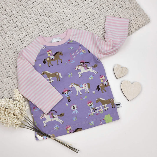 Langarm-Shirt Pferdemädchen Gr. 74/80