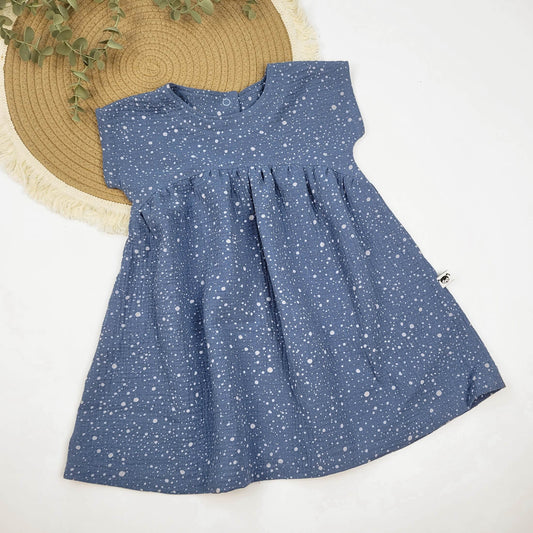 Musselin-Kleid blau/Punkte Gr. 86/92