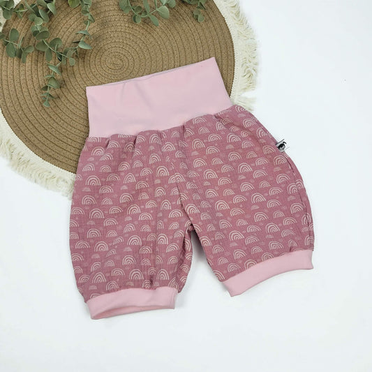 Musselin-Shorts altrosa Regenbogen Gr. 110/116