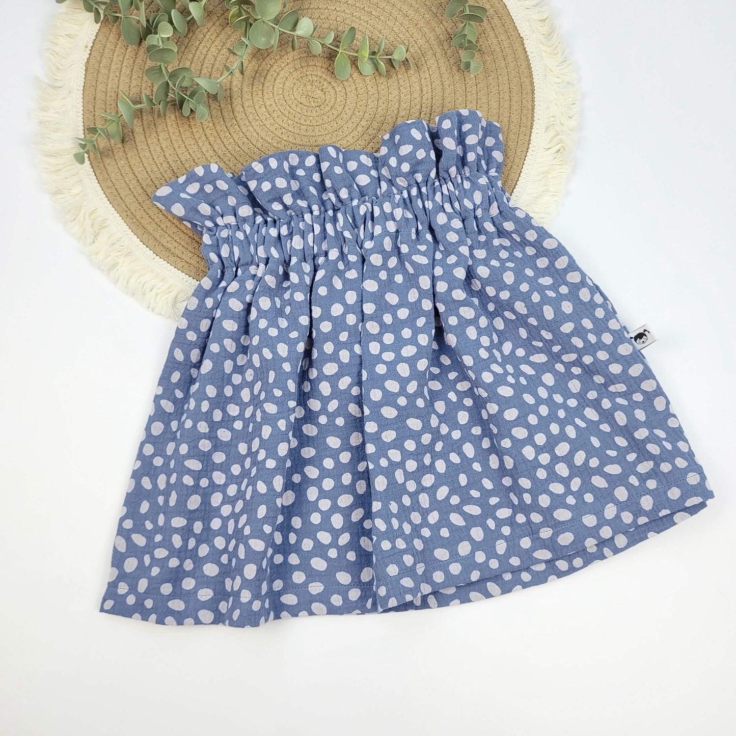 Paperbag-Rock Musselin blau dots Gr. 110/116