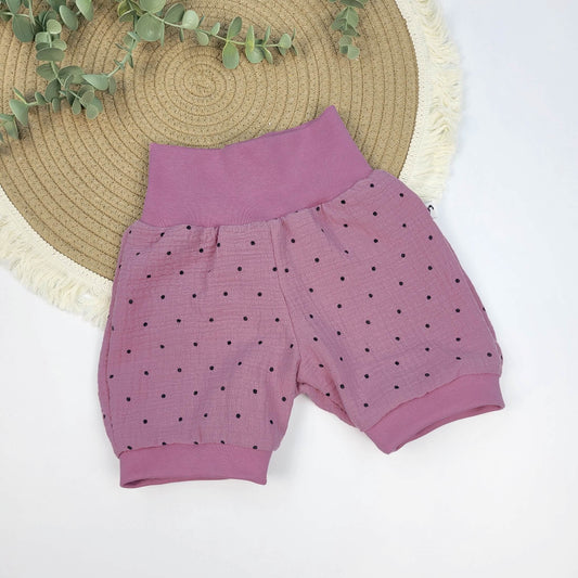 Musselin-Shorts altrosa Punkte Gr. 74/80