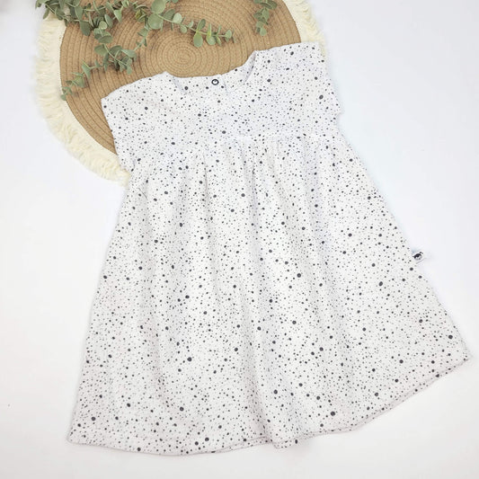 Musselin-Kleid weiß/Punkte Gr. 98/104