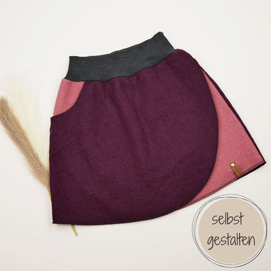 Walkrock „Winterfell“ Damen aus Wollwalk – im Konfigurator gestalten, zweilagiges Vorderteil, seitliche Tasche, warm & stilvoll.
