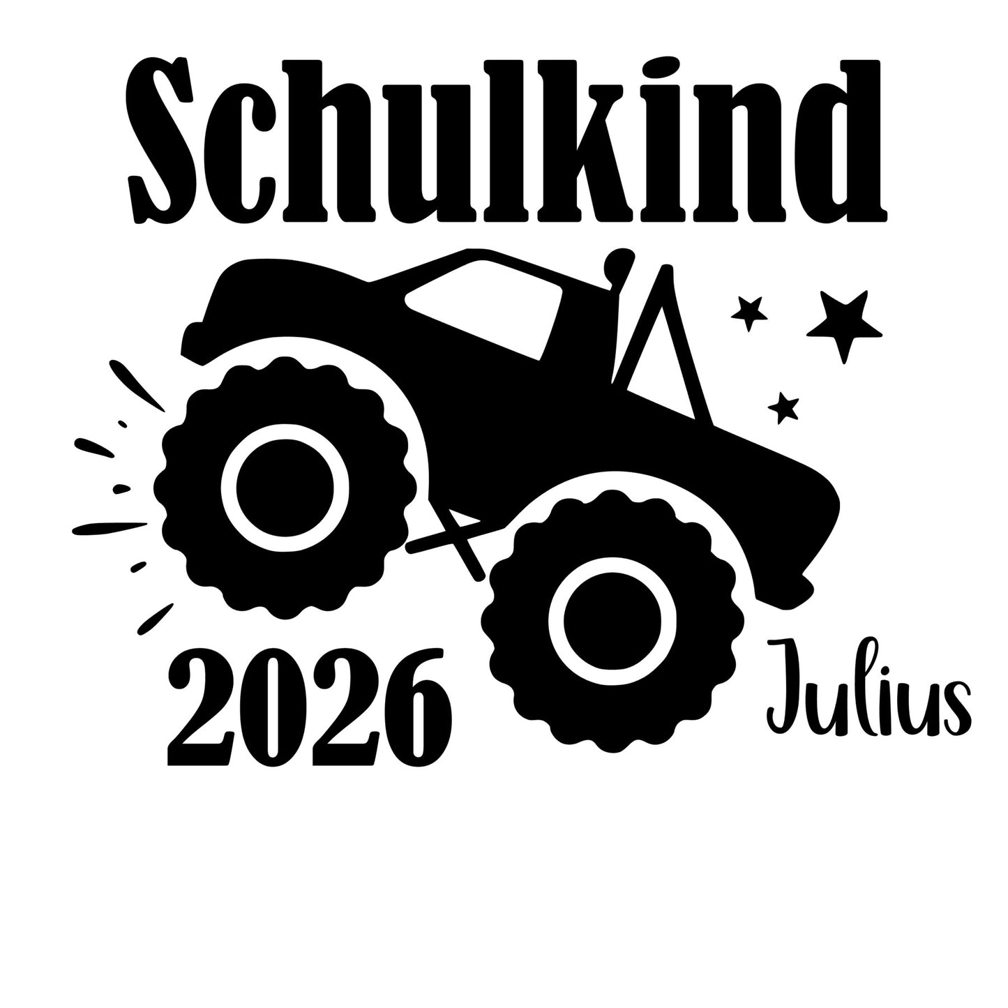 Bügelbild Monster Truck Schulstart