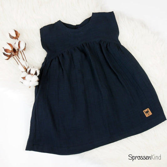 Musselin-Kleid marine