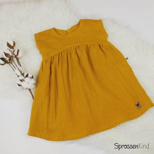 Musselin-Kleid senfgelb