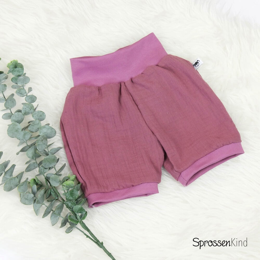 Kinder Musselin-Shorts altrosa