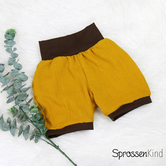 Kinder Musselin-Shorts senfgelb